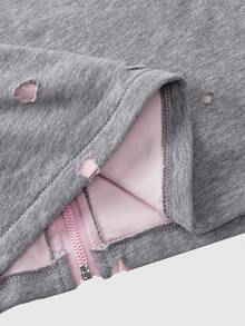 ROMWE Avant Y2K Punk Bunny Ear Sweatshirt Jacket For Women - Grey - View 5