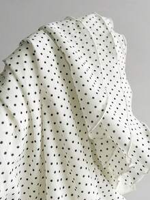 SHEIN PETITE Women's Ruffle Hem Polka Dot Design Skirt,Holiday Style - Apricot - View 4