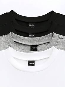 Chiquease 4件套女士休闲纯色圆领长袖短款T恤套装，秋冬款 - 彩色 - 查看 4
