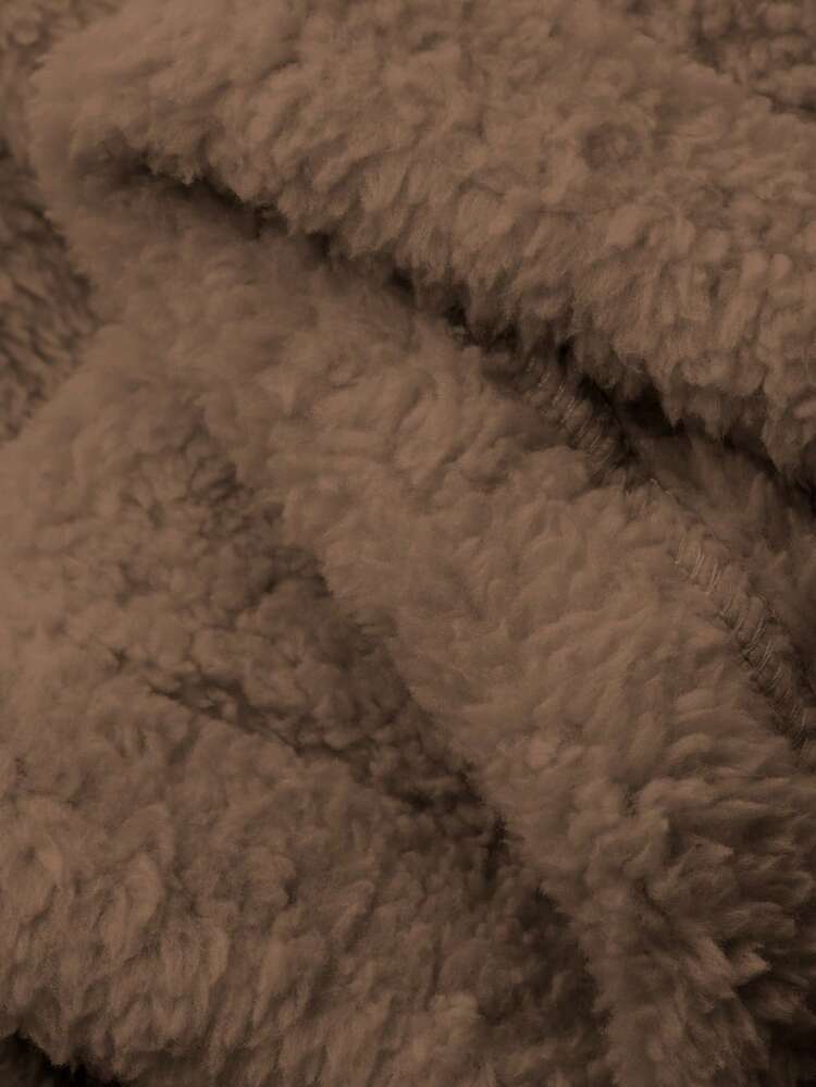 Men's Letter Embroidery Design Solid Color Fleece Sweatshirt And Plaid Velvet Pants Loungewear Set, Autumn/Winter