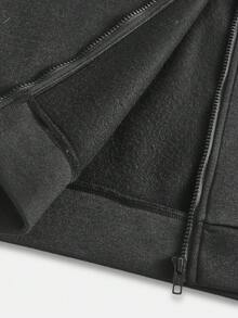 SHEIN 少女灰色保暖内衬卫衣，纯色长袖百搭套头衫，秋冬季休闲校园风卫衣 - 深灰色 - 查看 7