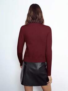 Maija Damski lekki elegancki jednolity kolor okrągły dekolt z przodu zapinany na guziki długi rękaw prosty modny uniwersalny kardigan odpowiedni na Boże Narodzenie, codzienne codzienne ubranie, biznesowy casual jesień zima Boże Narodzenie Nowy Rok jesień