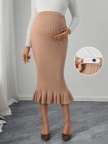 Momance Women's Fitted Mermaid Hem Design Skirt, Casual Elegant For Daily Wear And Dates, Solid Color Maternity Sweater Skirt