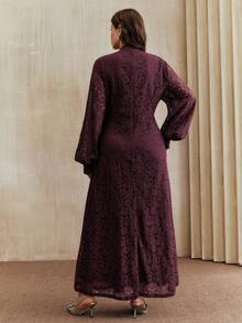 Anewsta Váy xòe ren Maxi dành cho nữ, phù hợp cho mùa xuân, mùa hè, mùa thu, lễ hội, ngày lễ, kỳ nghỉ, thanh lịch, thường ngày công sở, sang trọng - Màu tím - Xem 3