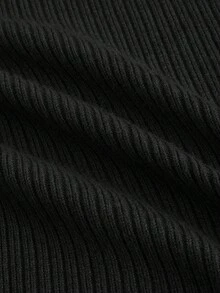 ROMWE Kawaii 浪漫丝带蝴蝶结装饰修身毛衣连衣裙（女款） - 黑色 - 查看 5