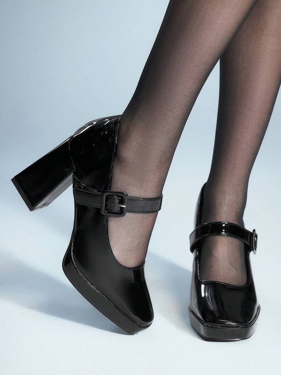 Sugerpunk New Stylish Versatile Burgundy Party/Work Runway Platform High Heel Shoes For Women, All Season - Black - View 1