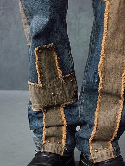 Street Life Jeans bleu délavé évasé pour hommes