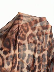 Swim Lushoire غطاء قصير بطبعة نمر أنيق وجذاب للنساء - متعدد الألوان - مشاهدة 14