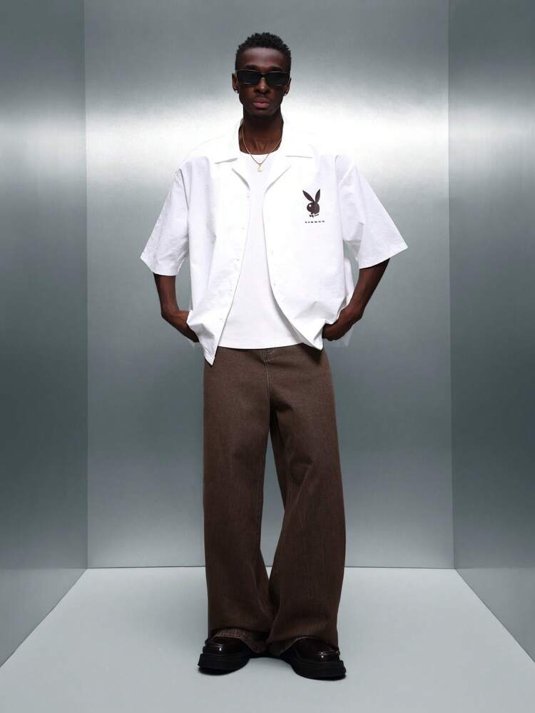 PLAYBOY X SUMWON Boxy Button Down Shirt With Collar