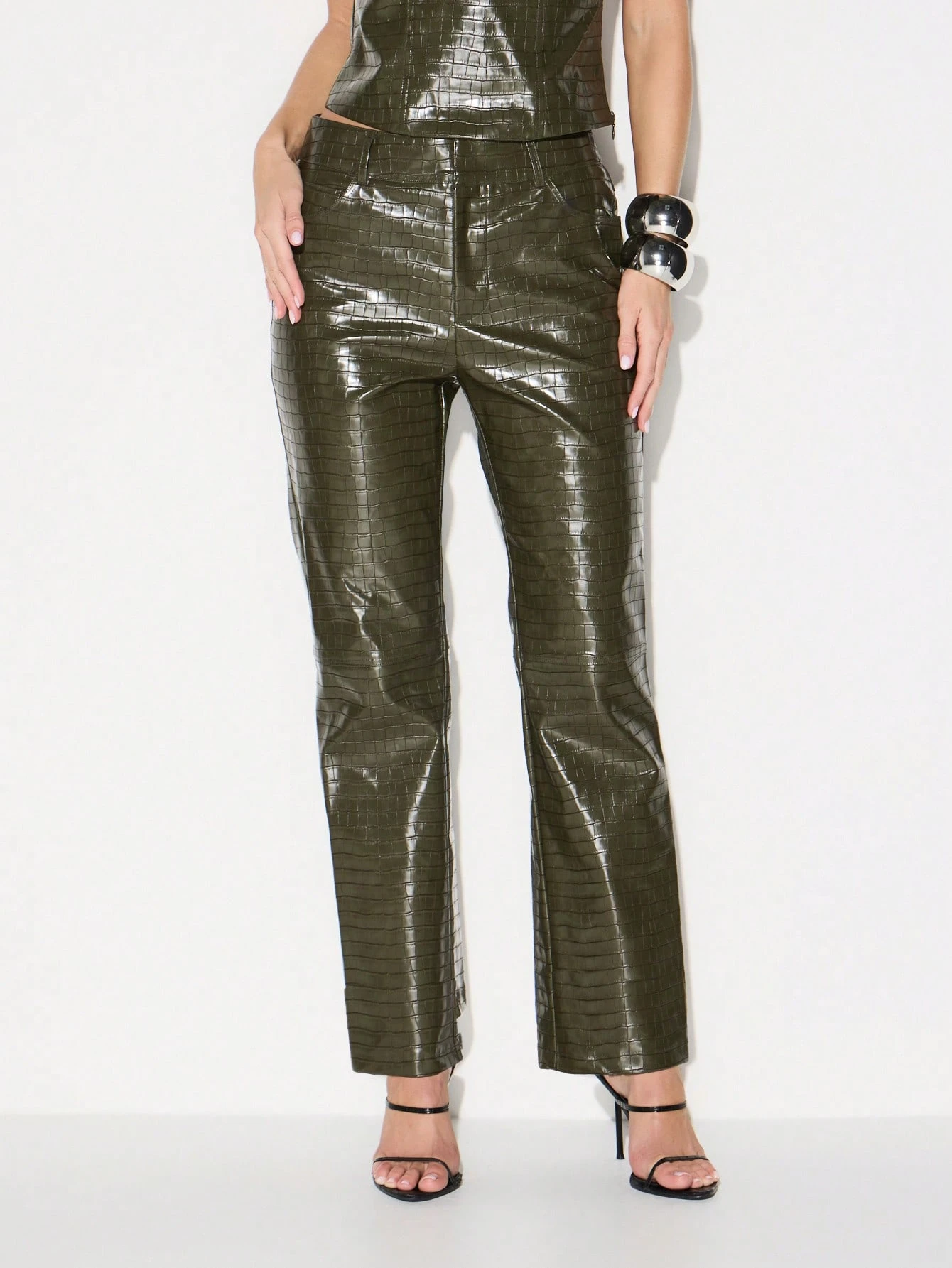 KIZN Faux Leather Crocodile Pants