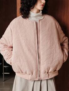 Franclia Palton matlasat Uhlyne pentru femei, țesătură Jacquard, stil stradal la modă, călduros și gros pentru iarnă