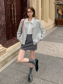 DAZY 韩版亮片装饰女士常规外套，适合派对、嘉年华等场合穿着 - 灰色 - 查看 5