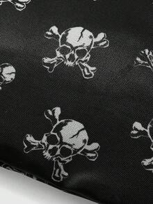 ROMWE Goth 1pc Skull Print Fashion Portable Multi-Layer Handheld Coin Purse - Black - View 3