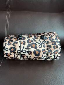 ROMWE Grunge Punk 1件时尚可折叠豹纹蝴蝶结装饰3件套网眼化妆包 - 棕色 - 查看 6