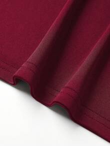 Manfinity Dauomo 男式纯色拼布前扣短袖休闲 Polo 衫 - 酒紅色 - 查看 6