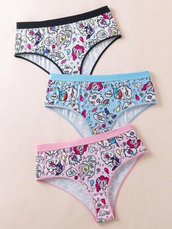 My Little Pony X SHEIN Plusstorlek tecknade och bokstäver grafiska underkläder