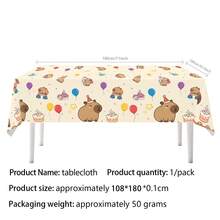 Bộ 1/2/3 khăn trải bàn chủ đề chuột lang nước (Capybara) 108x180.34cm - Họa tiết động vật dễ thương với bóng bay và mũ, chất liệu nhựa bền, thích hợp trang trí sinh nhật, Giáng sinh, Năm mới, thiết kế vui nhộn, dễ bảo quản, trang trí ngày lễ, chất liệu nhẹ, khăn trải bàn ăn. - Nhiều màu - Xem 11