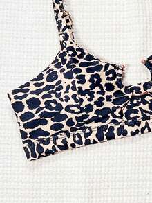 Swim Vcay Top de bikini sexy de mujer con estampado de leopardo y anillos enlazados para el verano - Multicolor - Ver 4