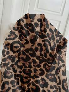 Easowa Blusa de cuello redondo con estampado de leopardo vintage, de tela de malla ajustada, casual y elegante para uso diario, para otoño/invierno - Multicolor - Ver 7
