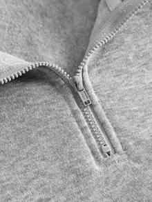 SHEIN Girlism 少女两件套纯色长袖拉链连帽衫和长裤，休闲宽松版型，灰色花卉图案套头连帽衫和宽松运动裤休闲运动套装，秋冬季运动服