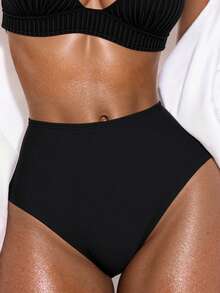 SHEIN Swim Summer Beach High Waisted Bikini Panty - Black - View 5