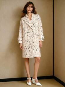 MOTF PREMIUM TWEED SEQUIN DOUBLE BREASTED OVERCOAT - White - View 3