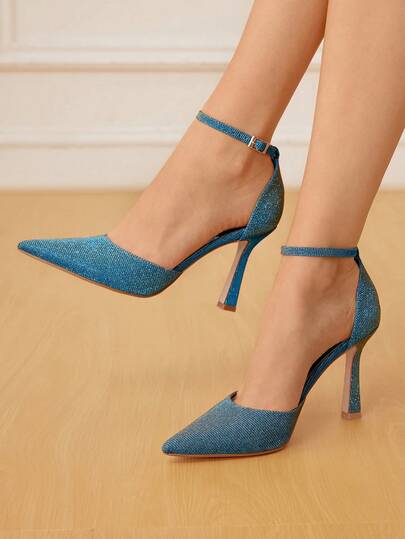 CUCCOO HITCHD Zapatos de tacón alto con adornos de brillo para mujeres