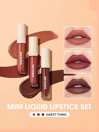 SHEGLAM Juego De 3 MiniláPiz Labial LíQuido Matte Allure-Sweet Thing, LáPiz Labial De Larga DuracióN, Nutritivo, Con Aceite De Girasol, Reduce Las LíNeas Finas De Los Labios, Juego De Viaje Para Fiestas NavideñAs Y Lip Combo Marca Belleza Maquillaje Maquullaje CosméTica Para Mujeres NiñAs Perfecto Para Invierno Ideal Para Y2K Elegante Moda Adecuado Para CumpleañOs Regalo Fiesta Listo Mejor Color