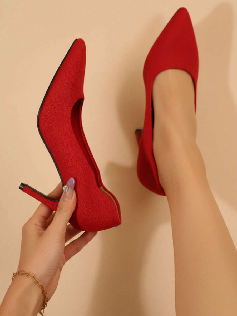 Mujer tacón bajo cómodo punta fina elegancia urbana oficina/fiesta zapatos de salón - Burdeos - Ver 1