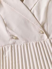 SHEIN Teen Girl Pearl Button Decorated Pleated Collar Dress - Apricot - View 8