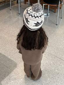 DAZY 2件套女婴纯色休闲长袖毛衣裤套装，秋冬季幼儿女童服装 - 咖啡棕 - 查看 4