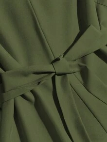 GlowEve CURVE 2件套大码女式无袖上衣和休闲宽松褶皱阔腿裤套装 - 軍綠色 - 查看 5