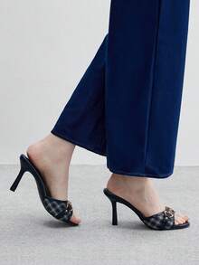 CUCCOO BIZCHIC 女士休闲舒适高跟凉鞋，适合日常穿着，夏季 - 藍色 - 查看 4