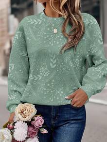 EMERY ROSE Áo sweatshirt dài tay cổ tròn dáng rộng in họa tiết hoa, phong cách thường ngày, dành cho nữ, thích hợp mặc mùa thu/đông. - Nhiều màu - Xem 8