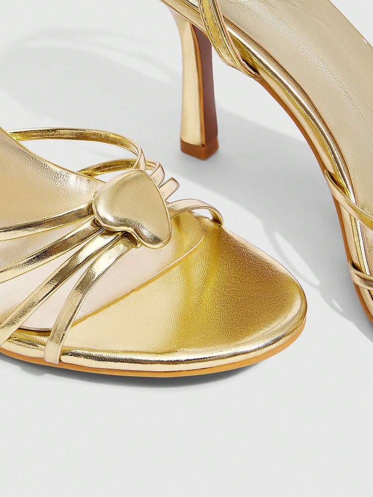 CUCCOO SZL Women's Fashionable Elegant Commute Metallic Heeled Sandals For Christmas