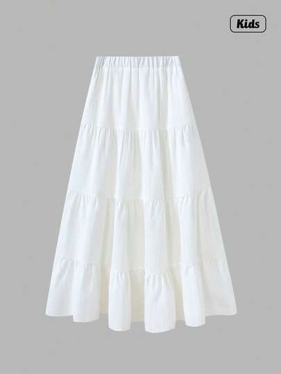 Sweetra 女生优雅之选：白色百褶梭织裙，独特的纹理，精致的细节，飘逸的荷叶边，展现甜美优雅，非常适合外出