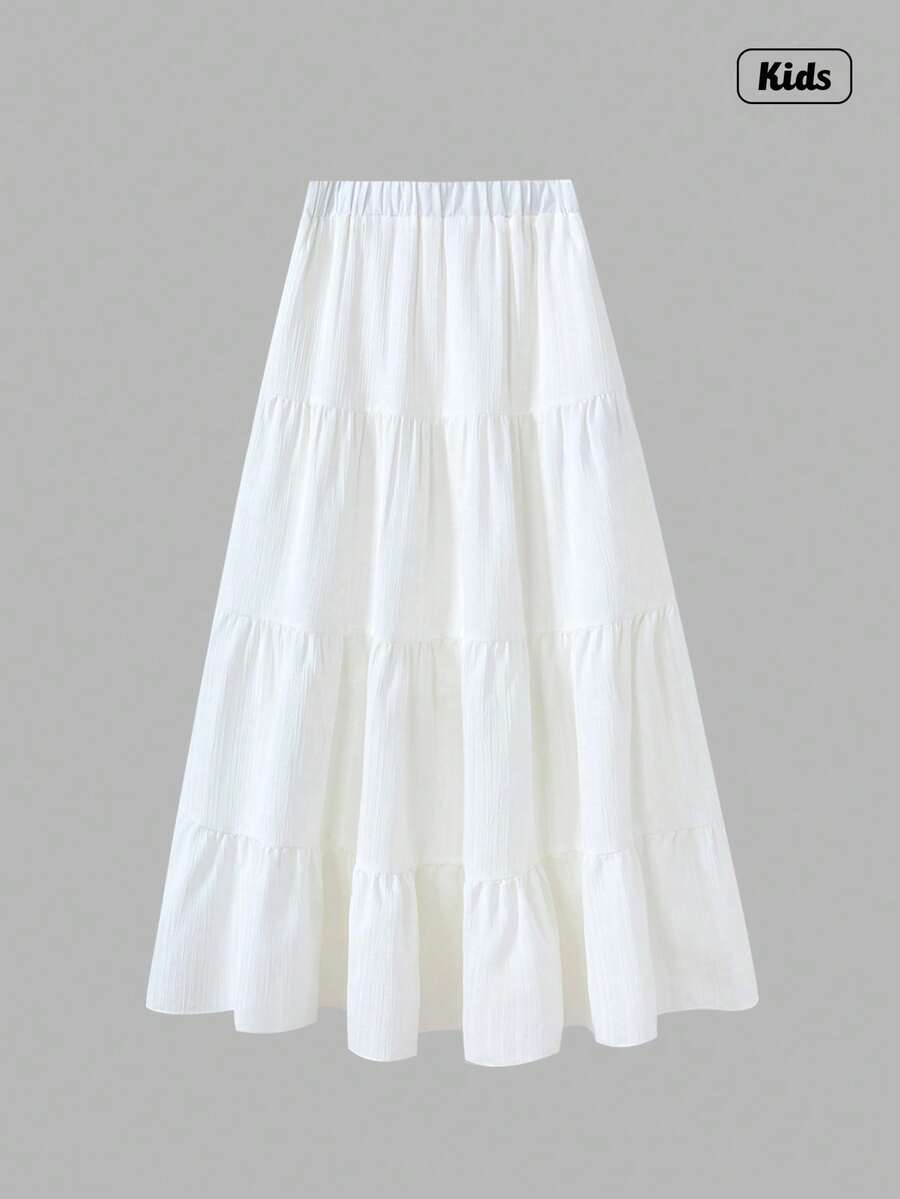 Sweetra 女生优雅之选：白色百褶梭织裙，独特的纹理，精致的细节，飘逸的荷叶边，展现甜美优雅，非常适合外出