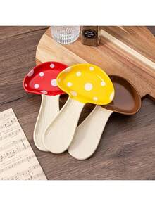 Joivida 1pc Ceramic Mushroom Shape Spoon Rest, Cute Mushroom Decor Spoon Holder Dish, Suitable For Cooking Spoon, Spatula, Kitchen Decor, Ceramic Tableware Stand, Warm Housewarming Gift - Multicolor - View 6