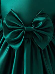 Glamorique Kids Girls' Cute Party Bow Puff Sleeve Princess Dress - Dark Green - View 5