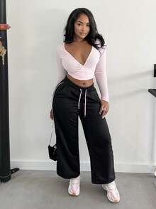 Alexandranx Damen Cargohose mit Schleifendekorationen - Schwarz - Übersicht 6