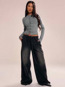 MUSERA Button Down Long Sleeve Sweater Knit Top For Spring Y2K 90's Casual Cute Airport Holiday Summer Back To School Winter Everyday Work Office Chic Spring Summer Vacation - Grey - View 4