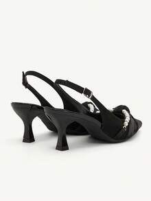 CUCCOO CHICEST Sapatos de casamento femininos elegantes e modernos com salto alto decorados com strass e pérolas artificiais. - Preto - Ver 11