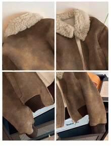 Franclia 时尚休闲仿毛领加厚夹克，秋冬