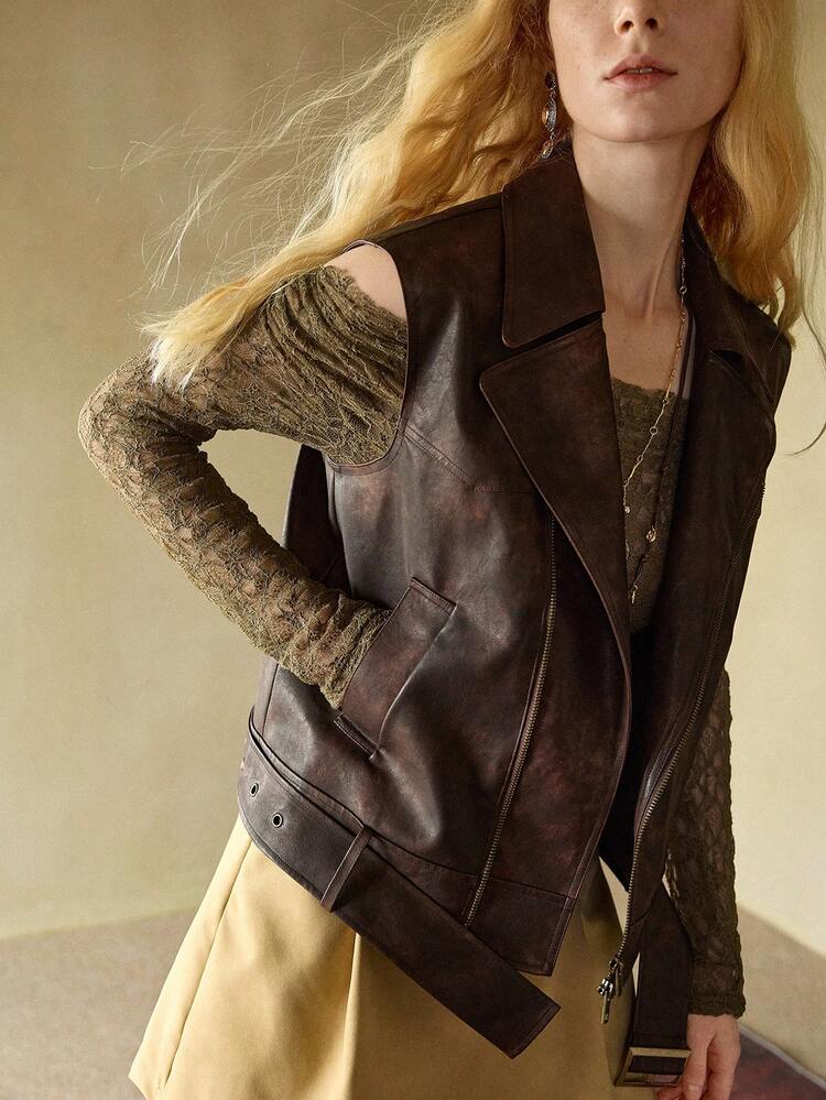 MOTF STUDIO WOMEN'S SLEEVELESS LAPEL VEST JACKET, AUTUMN/WINTER