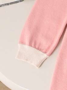 SHEIN 少女撞色彼得潘领休闲毛衣连衣裙 - 粉色 - 查看 7