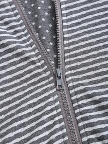 Sweetra 女士条纹波点休闲卫衣，适合日常通勤和日常穿着 - 灰色 - 查看 4