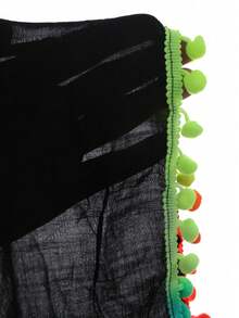 Swim Vcay Trang phục đi biển phong cách Bohemian tua rua Pompom dành cho nữ, váy Sarong che thân - màu đen - Xem 5