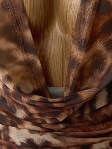 Swim Lushoire غطاء قصير بطبعة نمر أنيق وجذاب للنساء - متعدد الألوان - مشاهدة 7