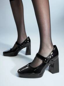 Sugerpunk New Stylish Versatile Burgundy Party/Work Runway Platform High Heel Shoes For Women, All Season - Black - View 7