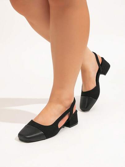 CUCCOO CURVES 大码女式方头优雅拼接粗花呢厚底高跟鞋